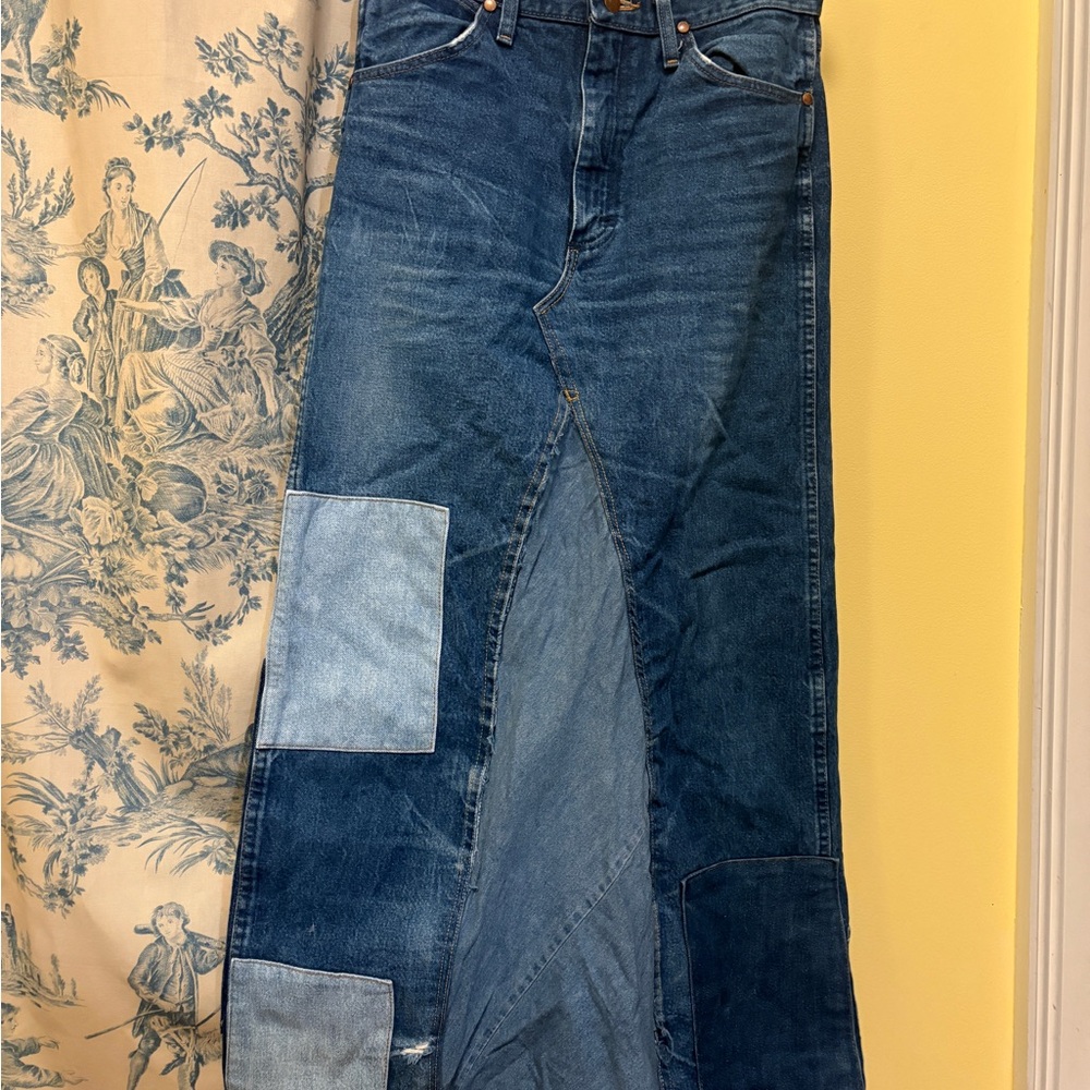 Wrangler Blue Patchwork Denim Skirt